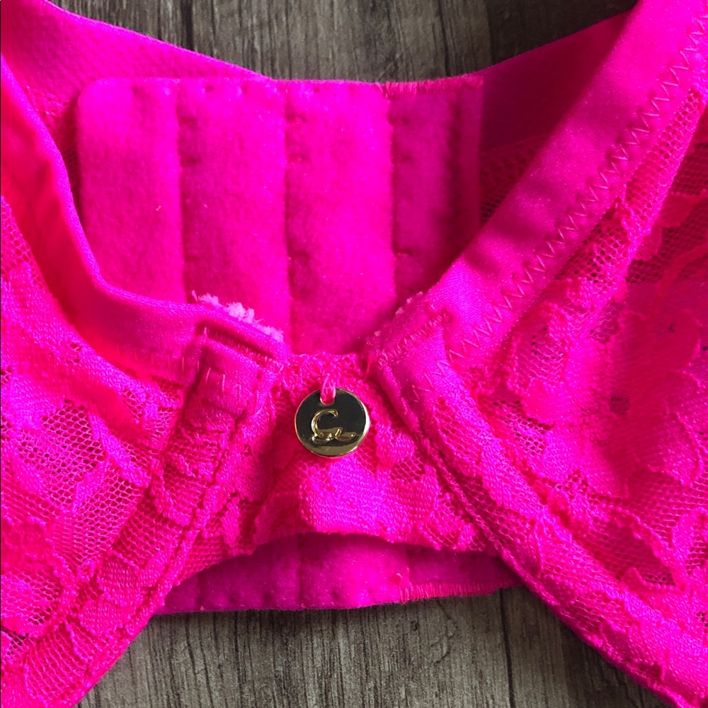 Cacique High Apex Plunge Bra Pink Glow 44D - Picture 3 of 9